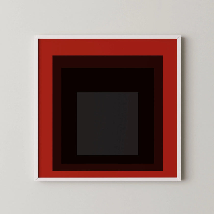 Josef Albers Inspired 'Sly' Giclee Print: Mid-Century Modern Red Square Art (1x1)