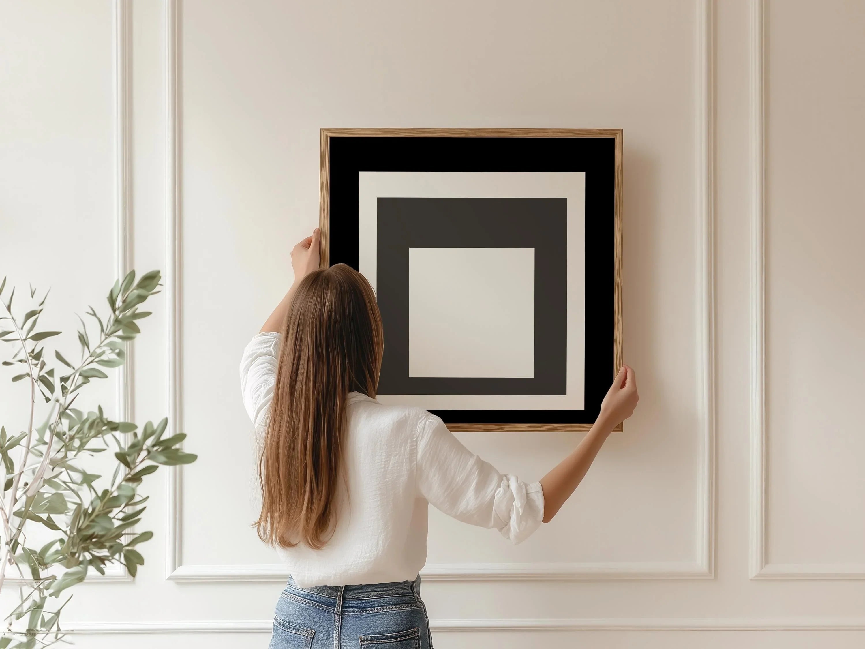 Josef Albers inspired 'Smoking' Giclee Print: Mid-Century Modern Art, Framed Option