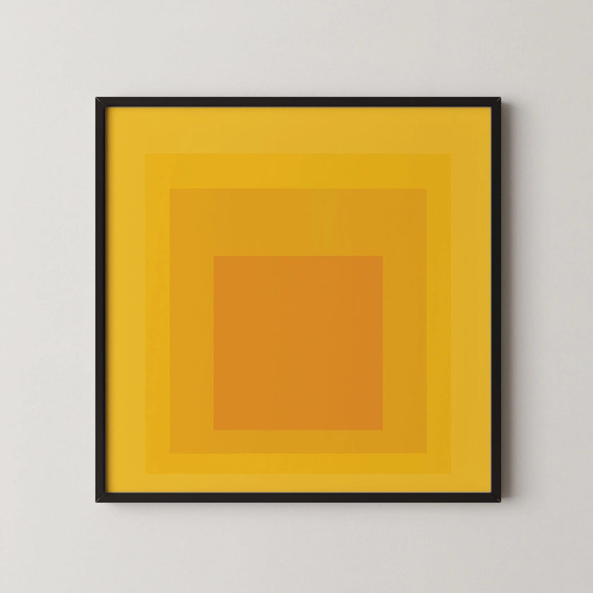 Josef Albers Inspired Taos Giclee Print: Mid-Century Modern Art, 'Homage to the Square' Yellow & Orange