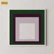 Josef Albers Inspired 'Temple' Giclee Print: Mid-Century Modern Art, Green Purple White