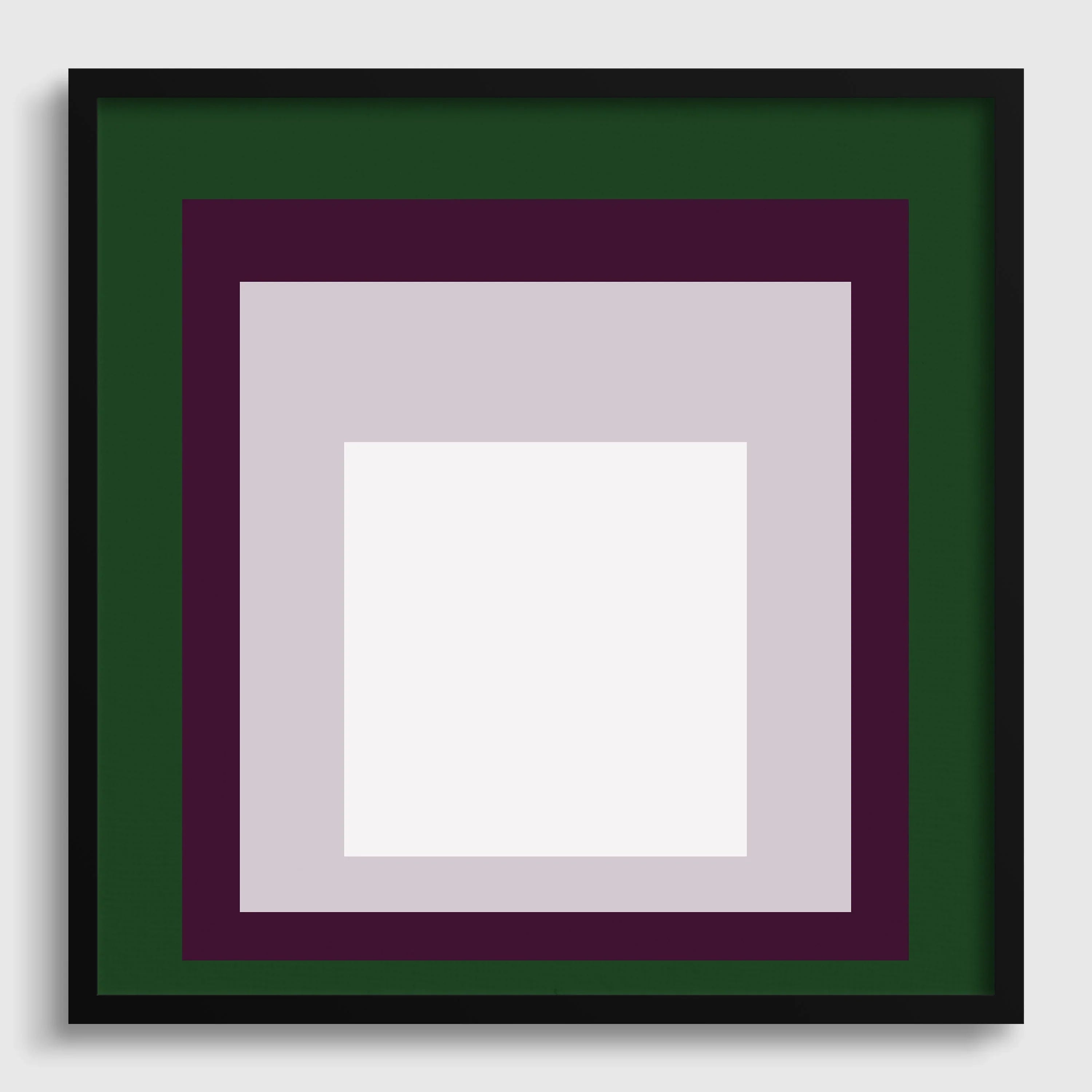 Josef Albers Inspired 'Temple' Giclee Print: Mid-Century Modern Art, Green Purple White