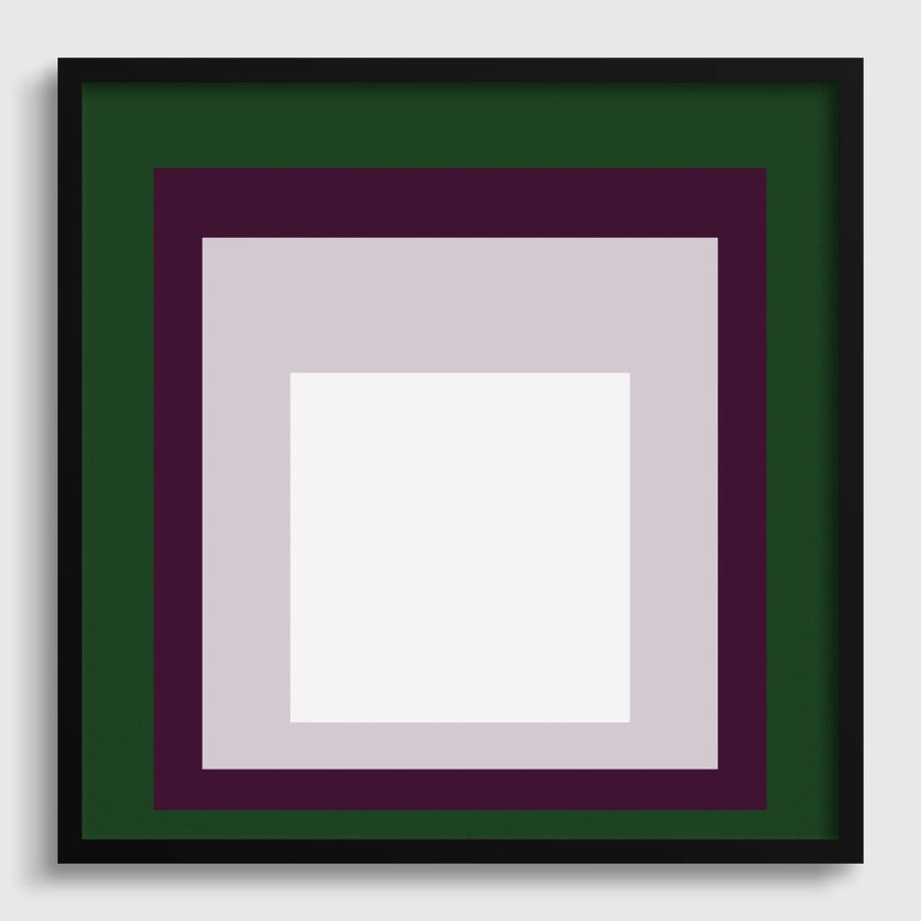 Josef Albers Inspired 'Temple' Giclee Print: Mid-Century Modern Art, Green Purple White