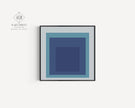 Josef Albers Inspired 'Tide' Giclee Print: Mid-Century Modern Art, Mint Blue