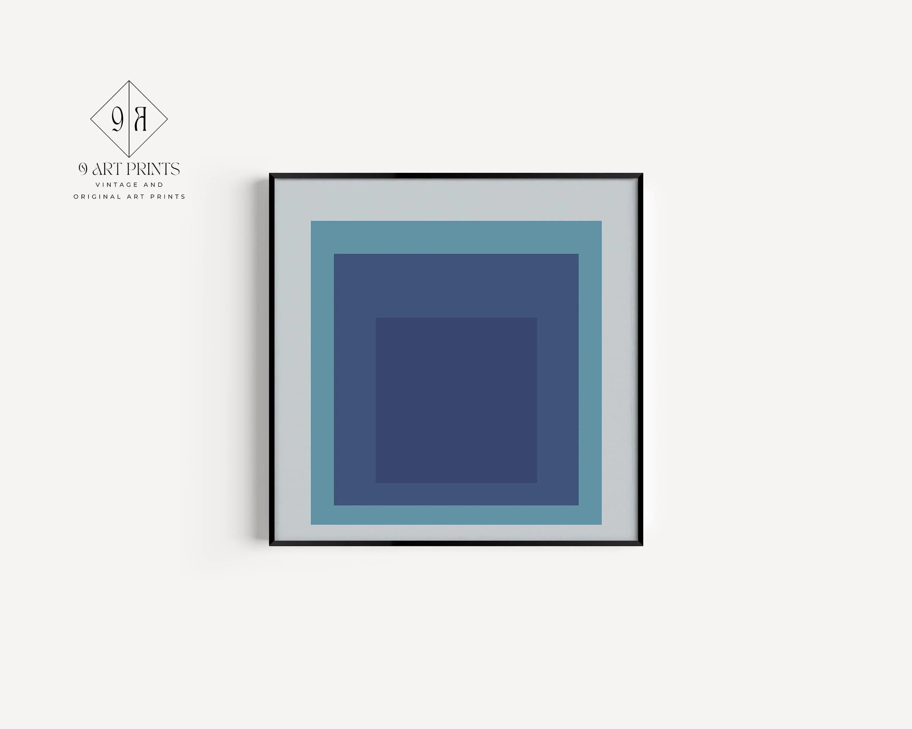 Josef Albers Inspired 'Tide' Giclee Print: Mid-Century Modern Art, Mint Blue