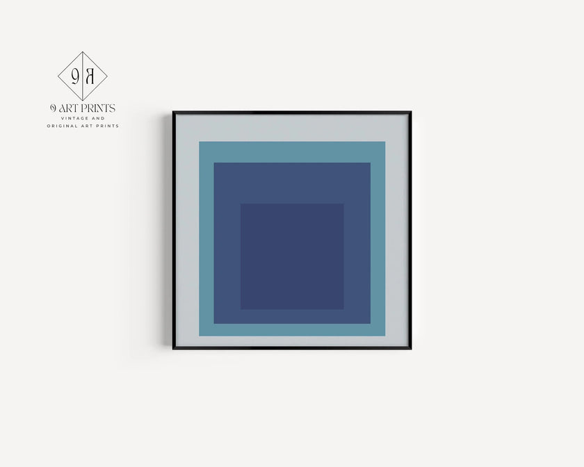Josef Albers Inspired 'Tide' Giclee Print: Mid-Century Modern Art, Mint Blue