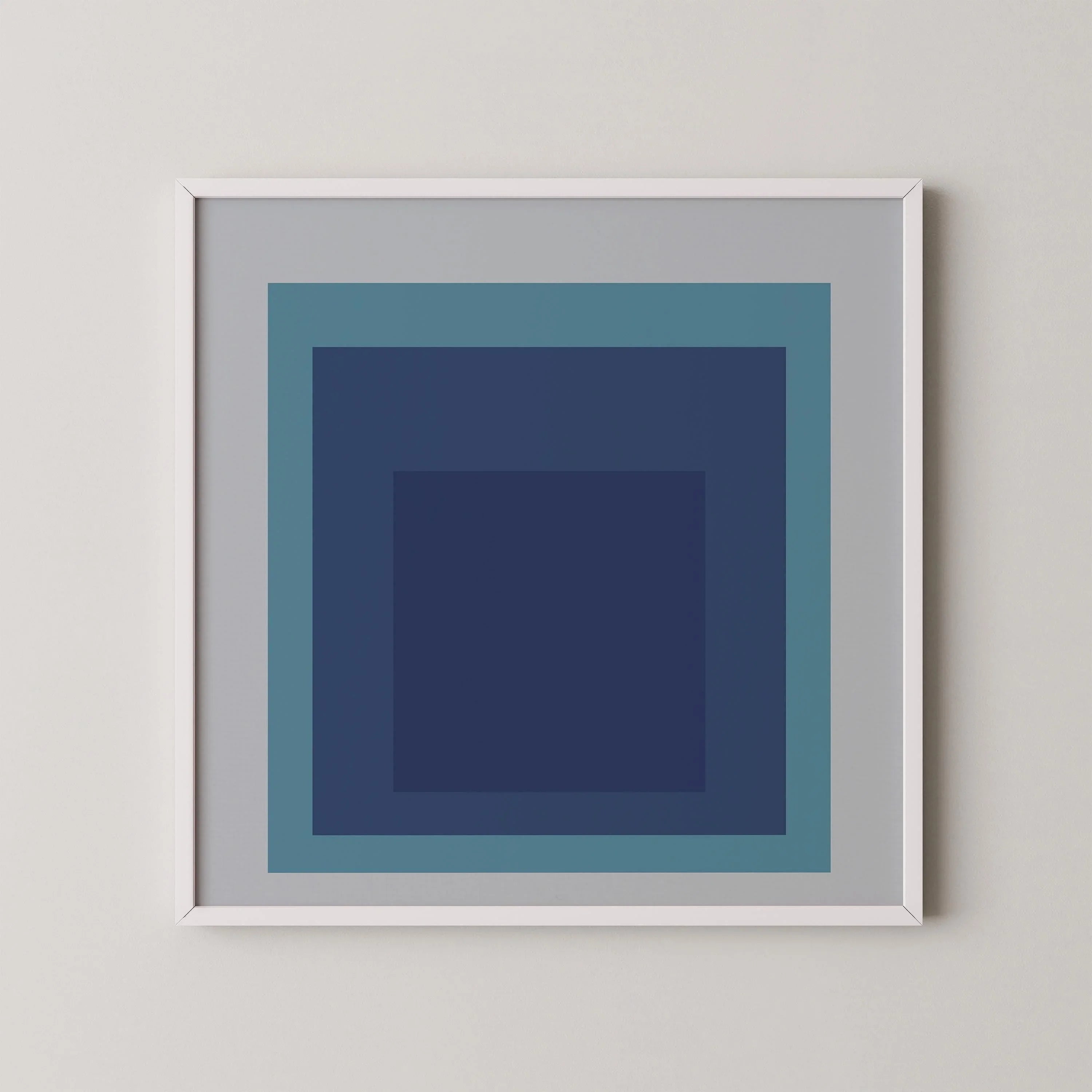 Josef Albers Inspired 'Tide' Giclee Print: Mid-Century Modern Art, Mint Blue