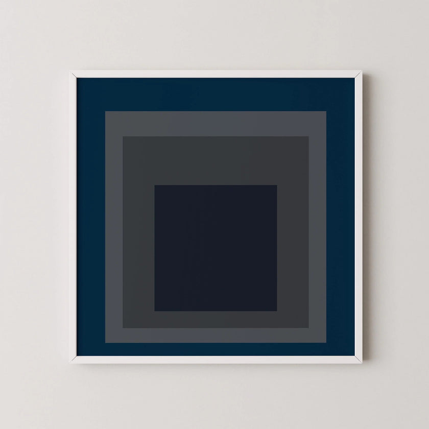 Josef Albers 'Pureheart' Giclee Print: Mid-Century Modern Art, Blue & Gray 'Homage to the Square'