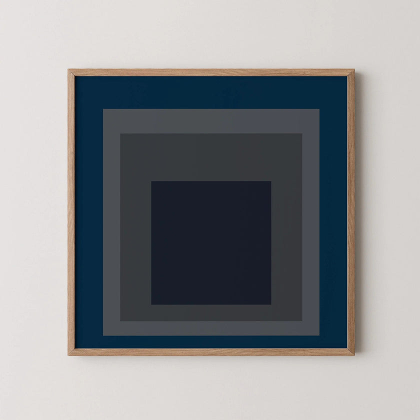 Josef Albers 'Pureheart' Giclee Print: Mid-Century Modern Art, Blue & Gray 'Homage to the Square'