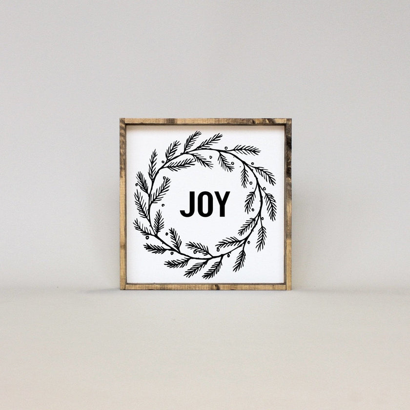 Joy Wreath Wood Sign