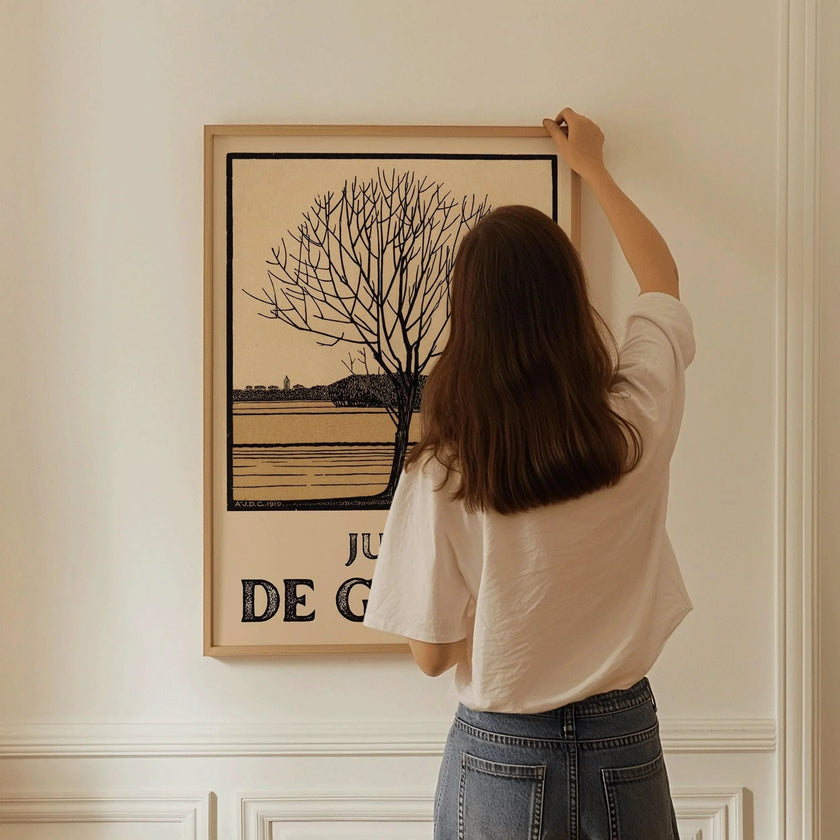 Julie de Graag - Kale Bloom | Vintage Beige Sketch Art (available handframed ready to hang or unframed)