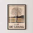 Julie de Graag - Kale Bloom | Vintage Beige Sketch Art (available handframed ready to hang or unframed)