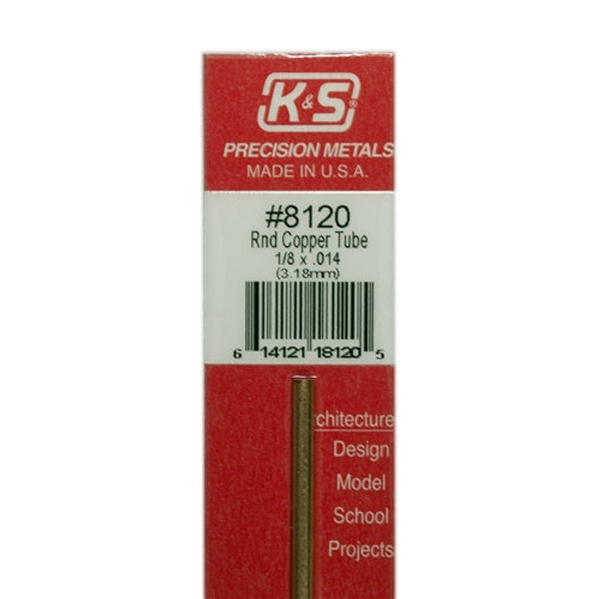 K&S Precision Metals #8120 Round Copper Tube 1/8