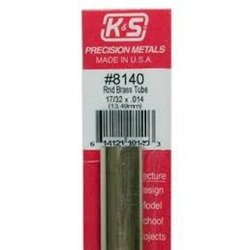 K&S Precision Metals #8140 Round Brass Tube 17/32