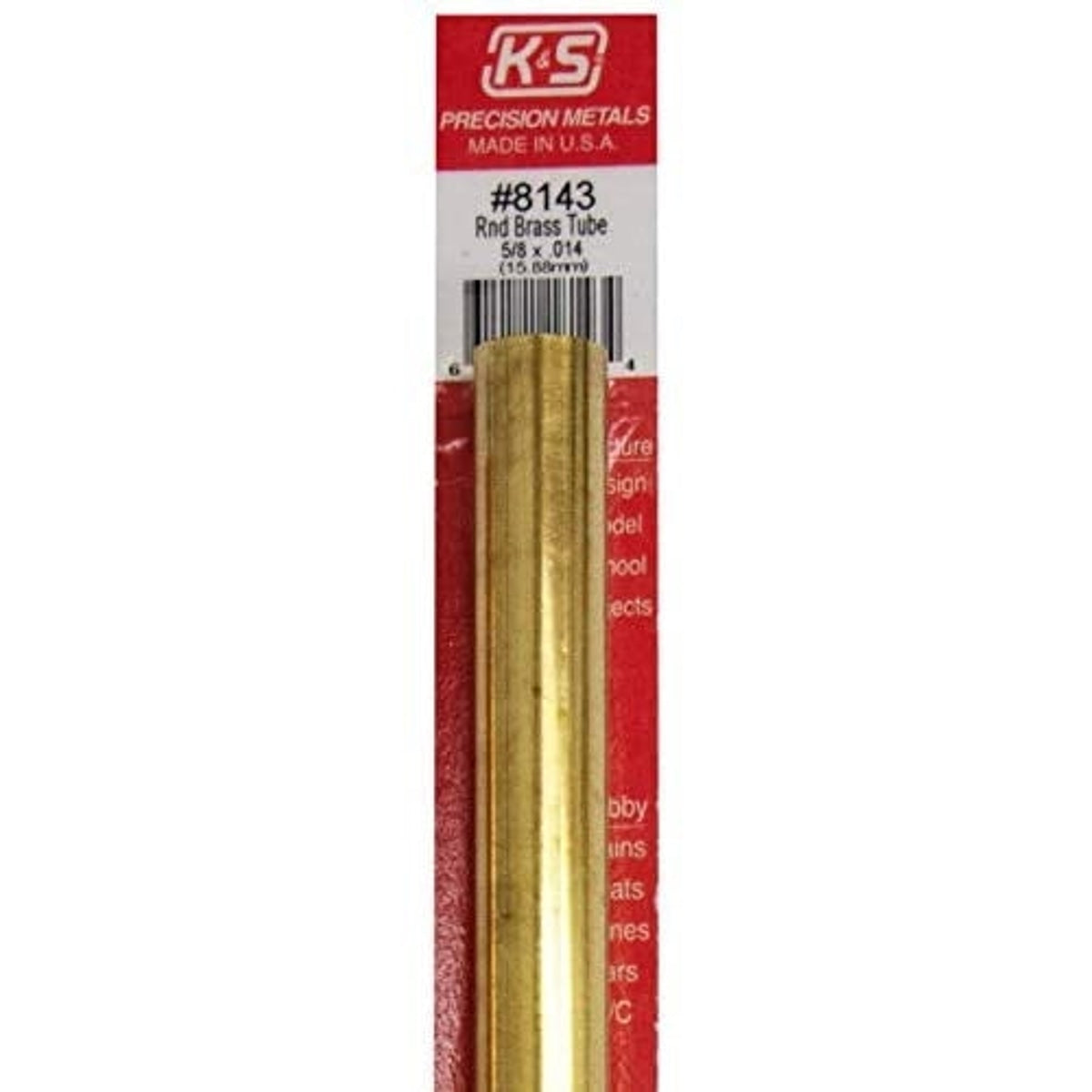 K&S Precision Metals #8143 Round Brass Tube 5/8