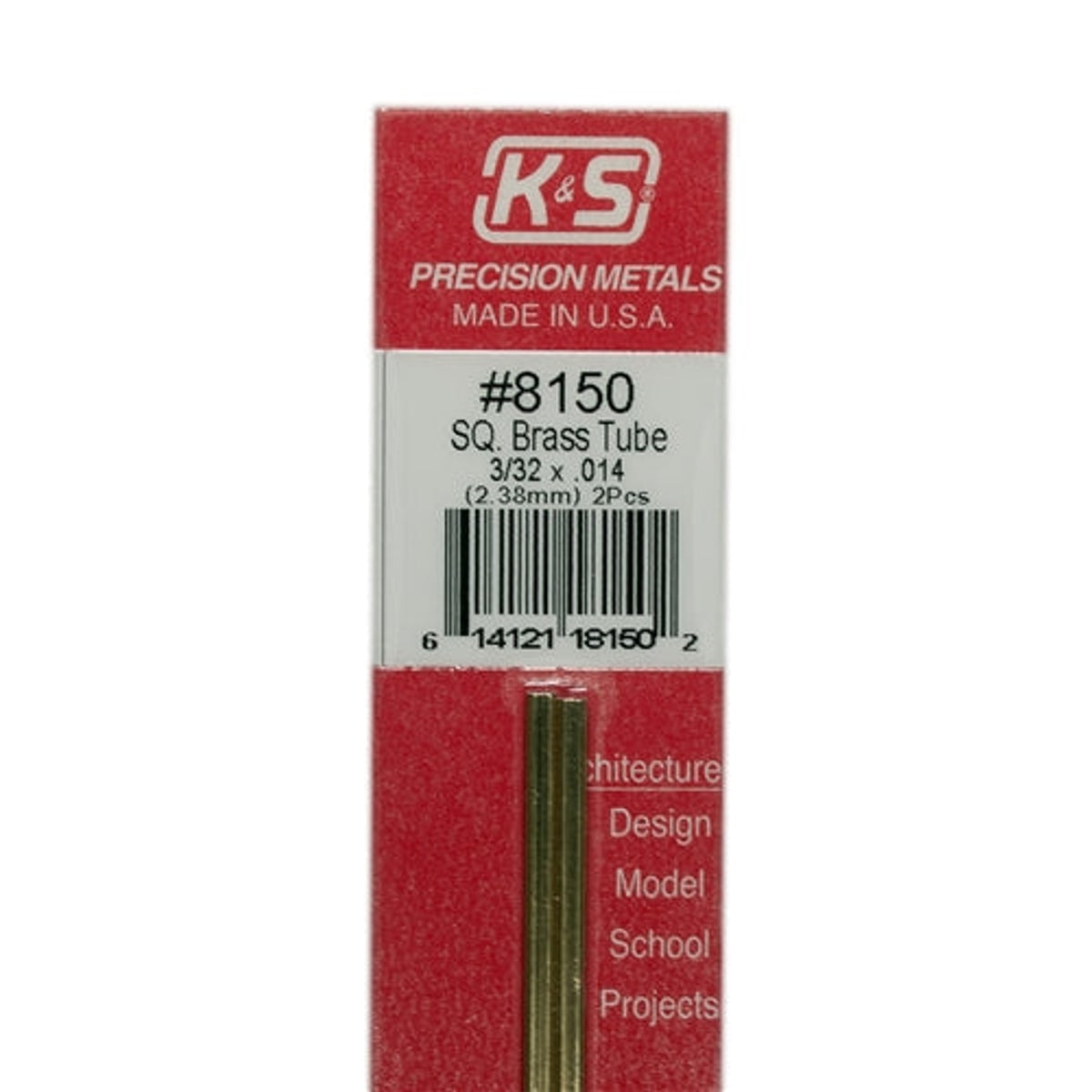 K&S Precision Metals #8150 Square Brass Tube 3/32