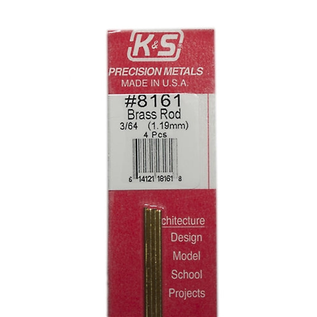 K&S Precision Metals #8161 Solid Brass Rod 3/64