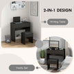 Mia Modern Vanity Set with Flip Top Mirror-Black