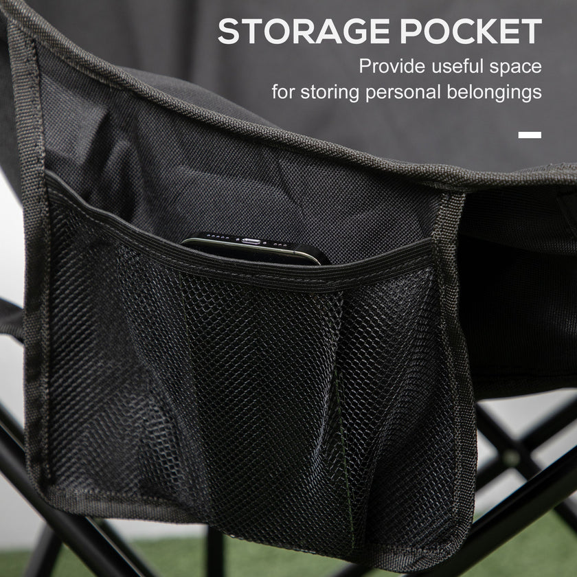 Outsunny Folding Camping Chair Lightweight Portable Chair for Outdoor Hiking Backpacking with Carry Bag Side Pocket Black