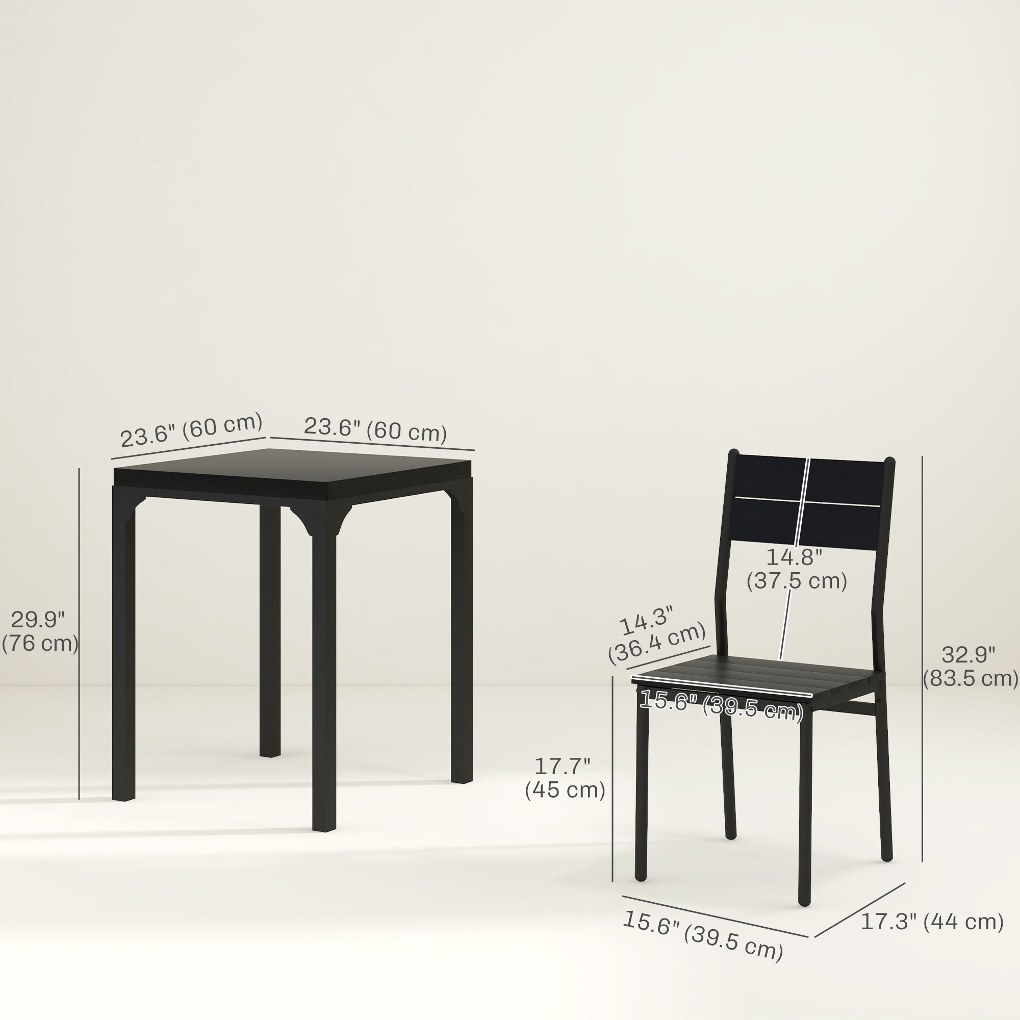 Kurt 3-Piece Dining Set for Small Spaces-Black