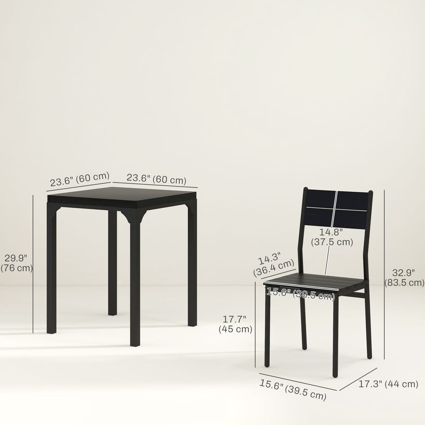 Kurt 3-Piece Dining Set for Small Spaces-Black