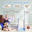 Qaba 4-in-1 Slide and Swing Set with Basketball Hoop, Climber, for Ages 1.5-4 Boys Girls Toddler, Rocket Themed, Light Blue