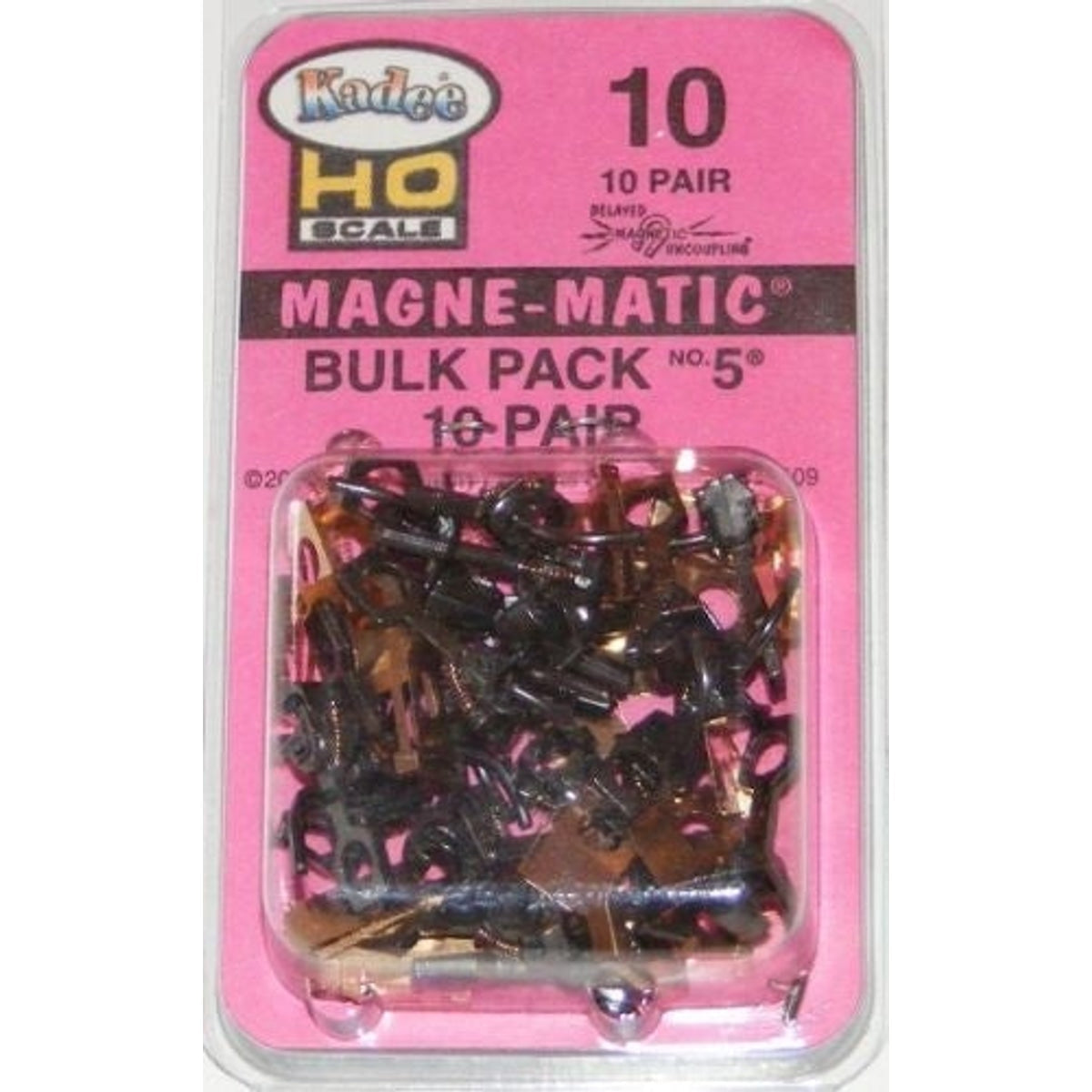 Kadee 10 HO Magne-Matic Bulk Pack #5 10 Pair Standard Head Metal Standard Shank Couplers Medium Centerset Shank No Draft Gear Boxes