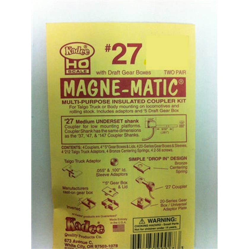 Kadee #27 HO Magne-Matic Multi-Purpose Insulated Coupler Kit Medium 9/32