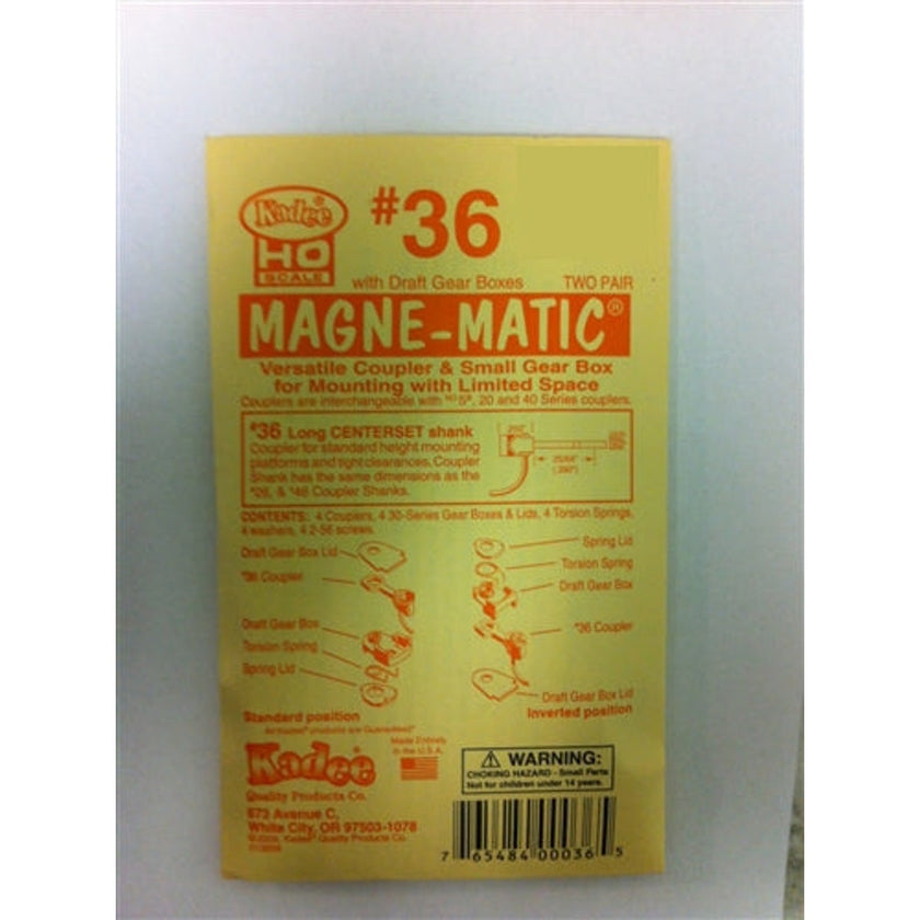 Kadee #36 HO Magne-Matic Versatile Coupler & Small Gear Box for Mounting with Limited Space Long 25/64