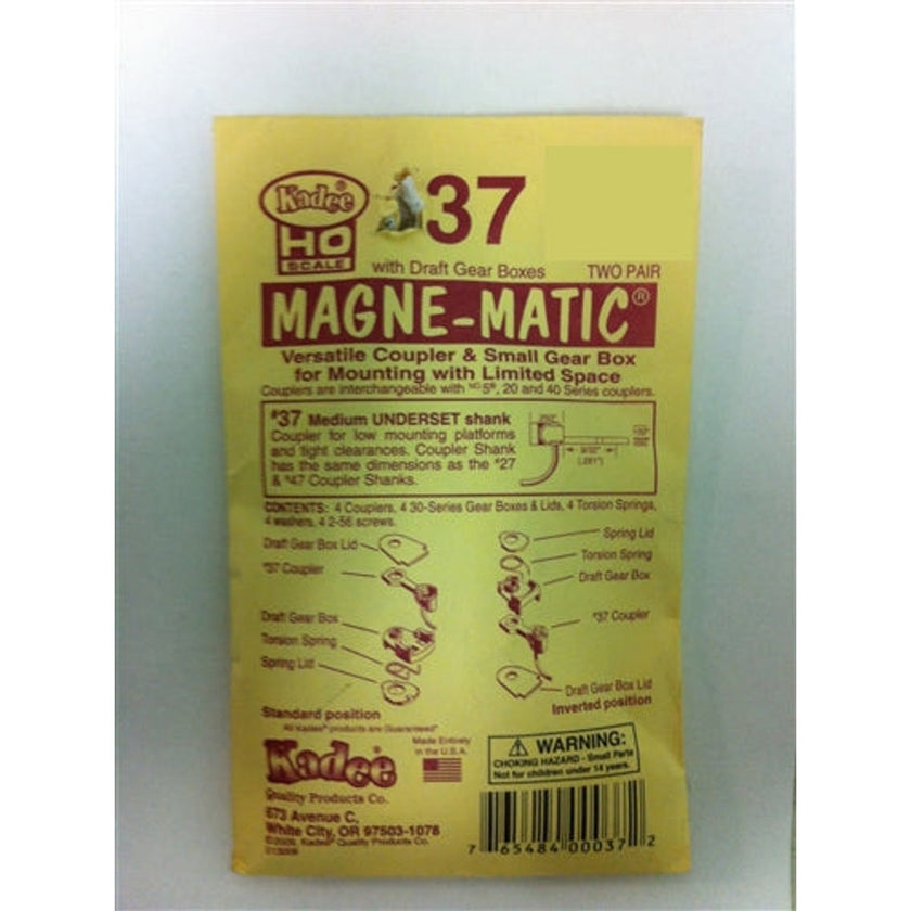 Kadee #37 HO Magne-Matic Versatile Coupler & Small Gear Box for Mounting with Limited Space Medium 9/32