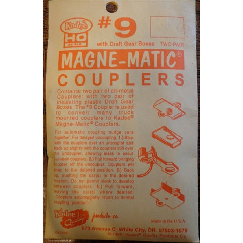 Kadee #9 HO Magne-Matic Metal Coupler Medium 9/32