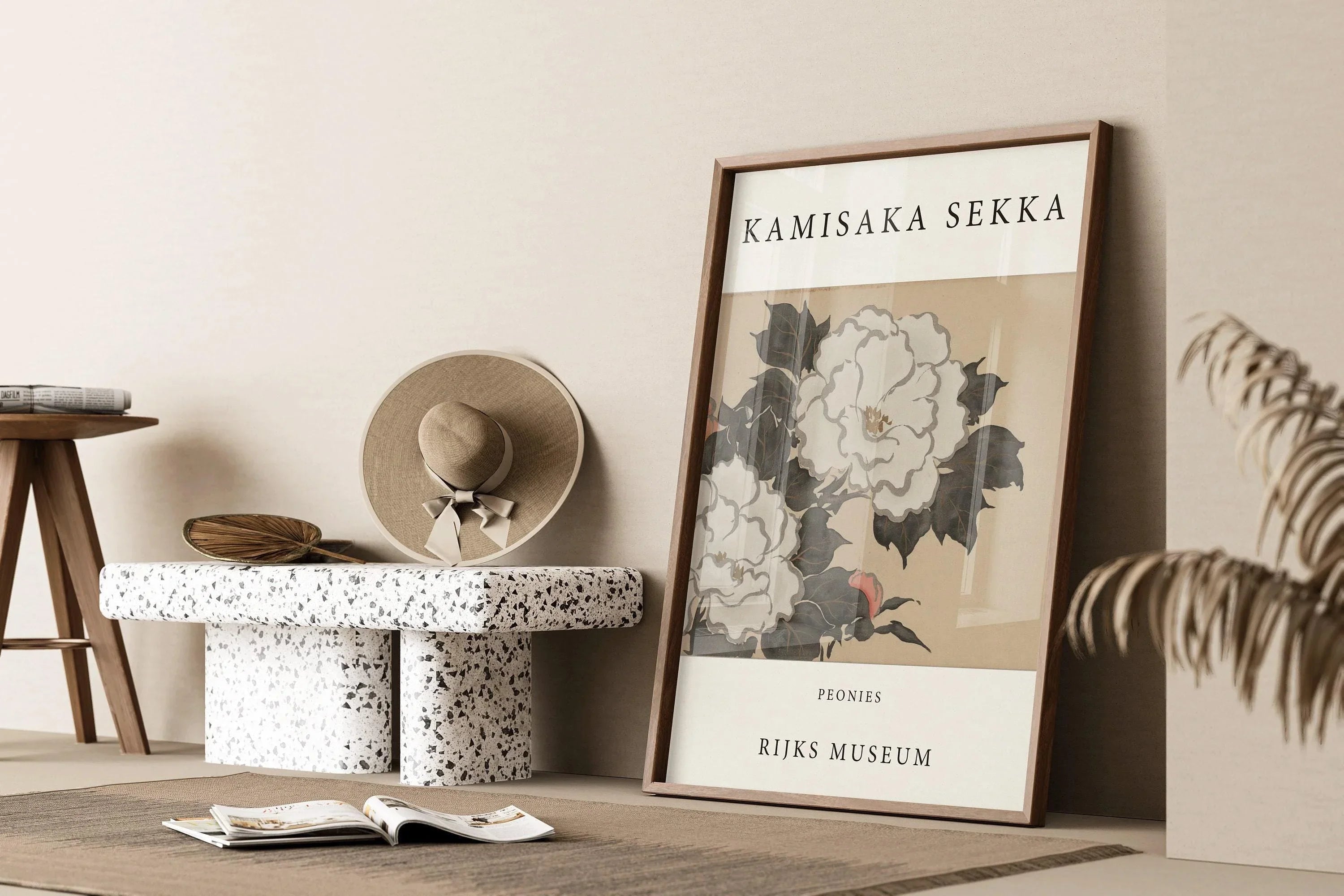 Kamisaka Sekka Peonies Print: Vintage Japanese Woodblock Art