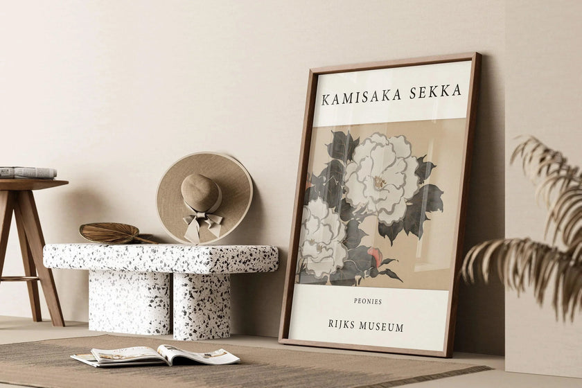 Kamisaka Sekka Peonies Print: Vintage Japanese Woodblock Art