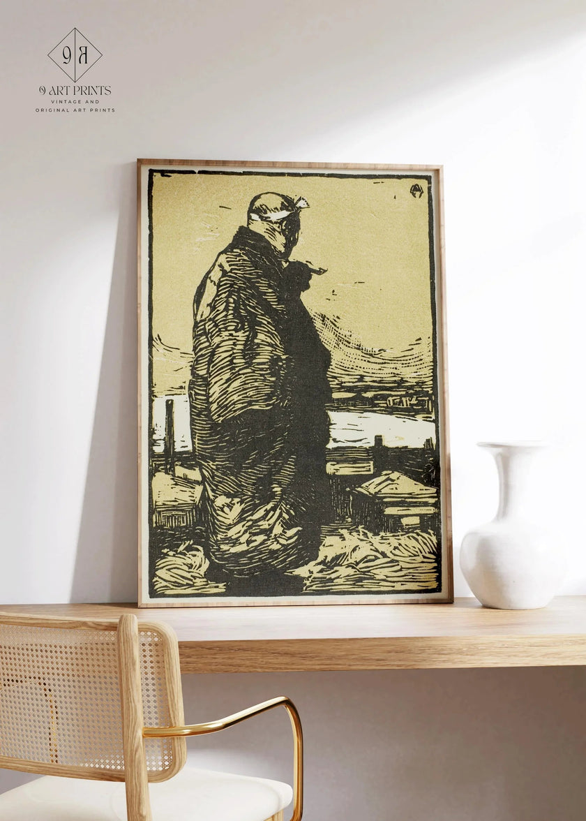 Kanae Yamamoto - The Fisherman Giclee Print: Japanese Woodblock Art