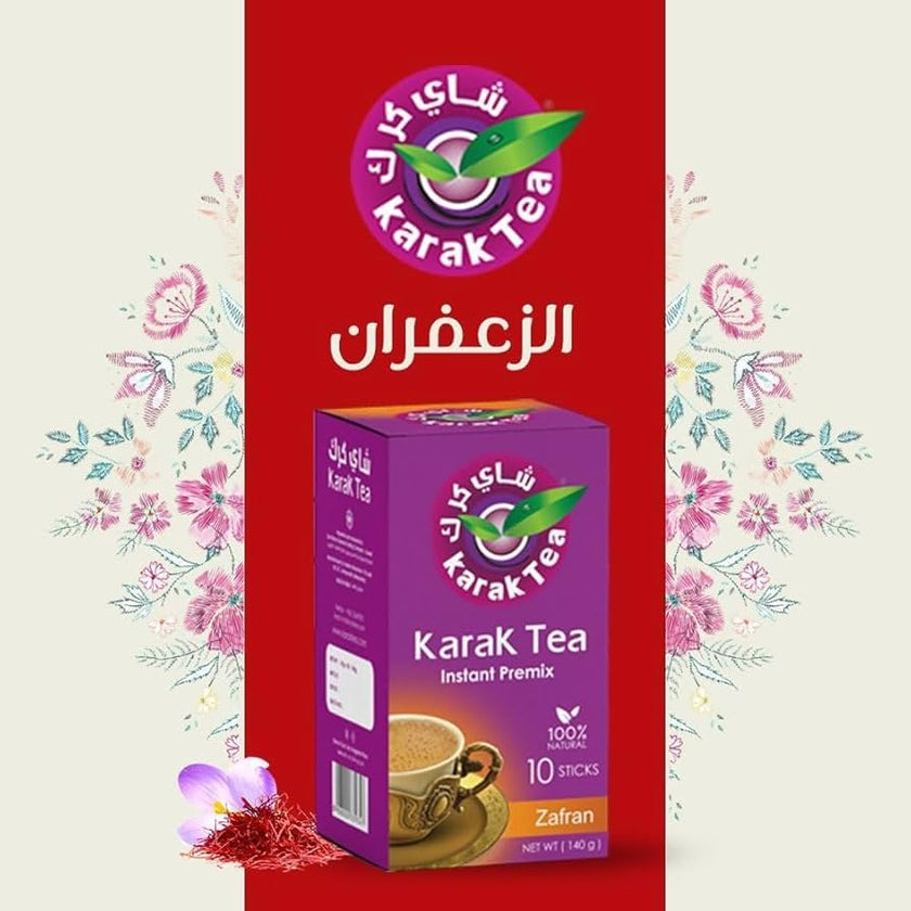 Karak Tea Instant Premix with Safran - 5 Pack (10 x 20g Sachets Each)