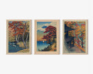 Kawase Hasui Japanese Autumn Landscape Print Set: Lake Chuzenji & Furukoda Falls
