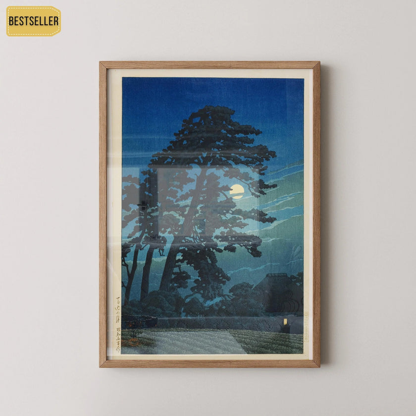 Kawase Hasui Moon at Umagome Print: Vintage Japanese Woodblock Art