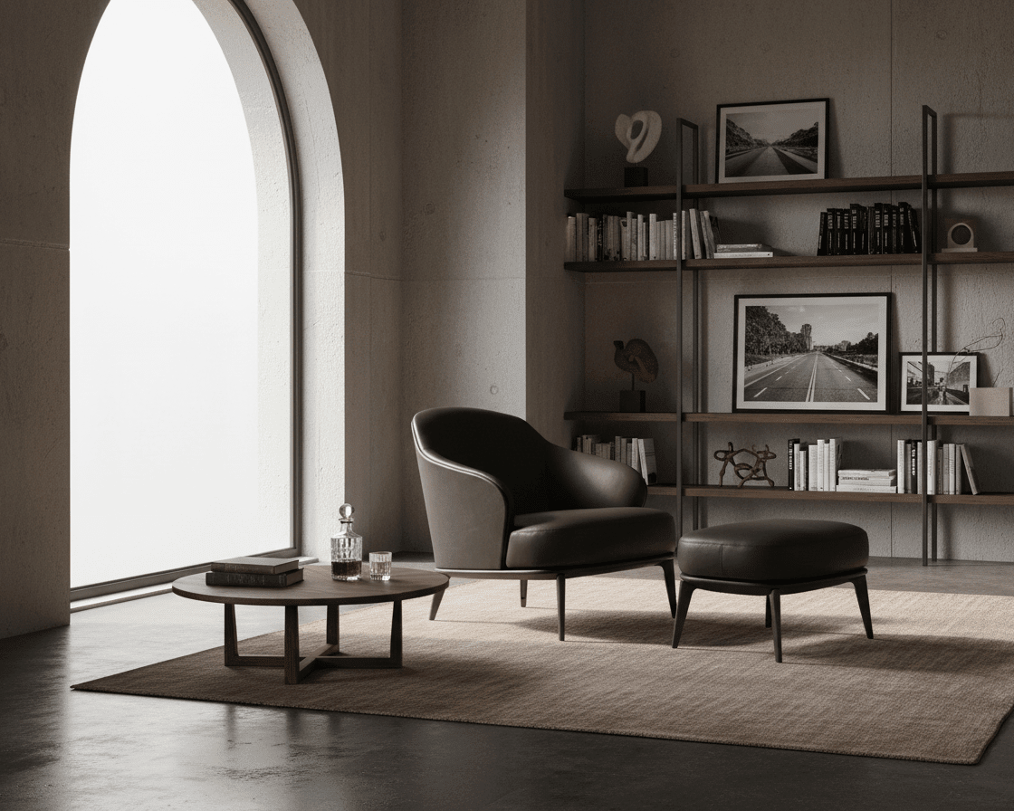 Kensington Leather Lounge Chair and Ottoman