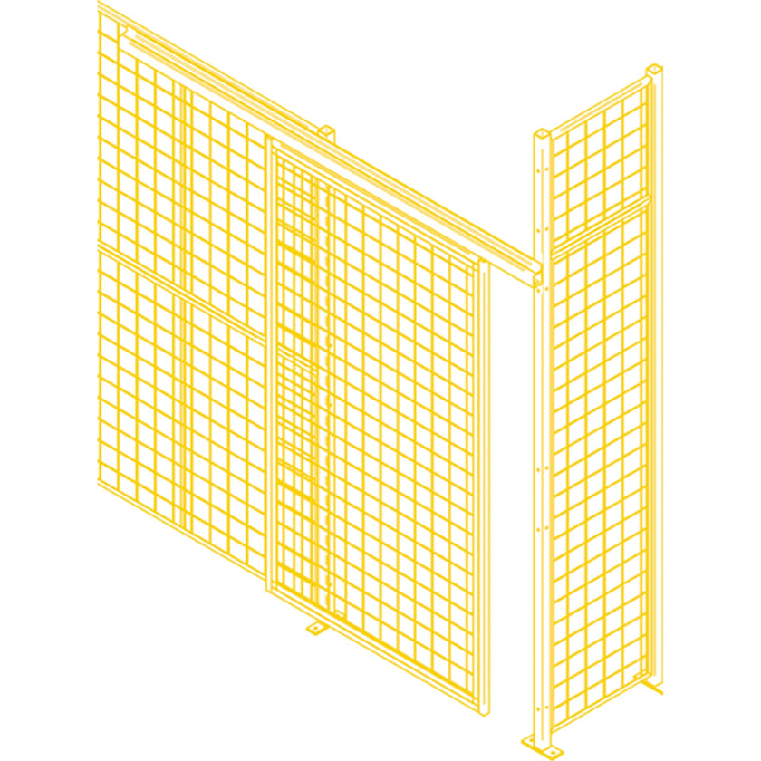 Composants de cloisons en treillis métallique - Portes coulissantes, 2,4 m de large x 2,4 m de haut