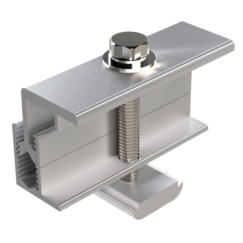 80mm Long End Clamp for 30 to 46mm thick solar panels (Mill Finished)