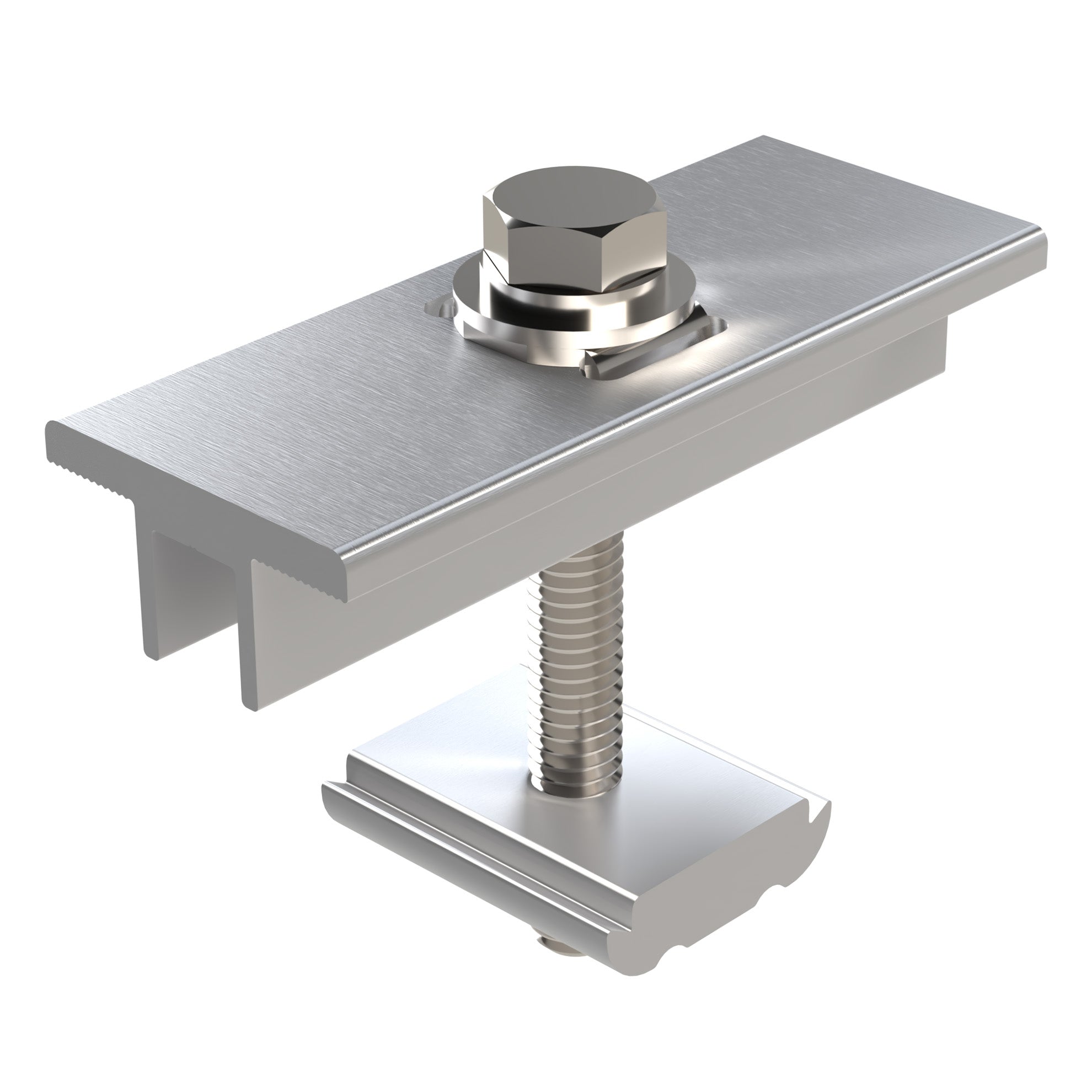80mm Long Mid Clamp for 30 to 46mm Thick Solar Panels and Mill Finish Rail Only (Mill Finished)