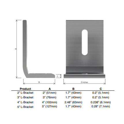 3 inches L-Brackets with nut and hardware (Mill Finished)
