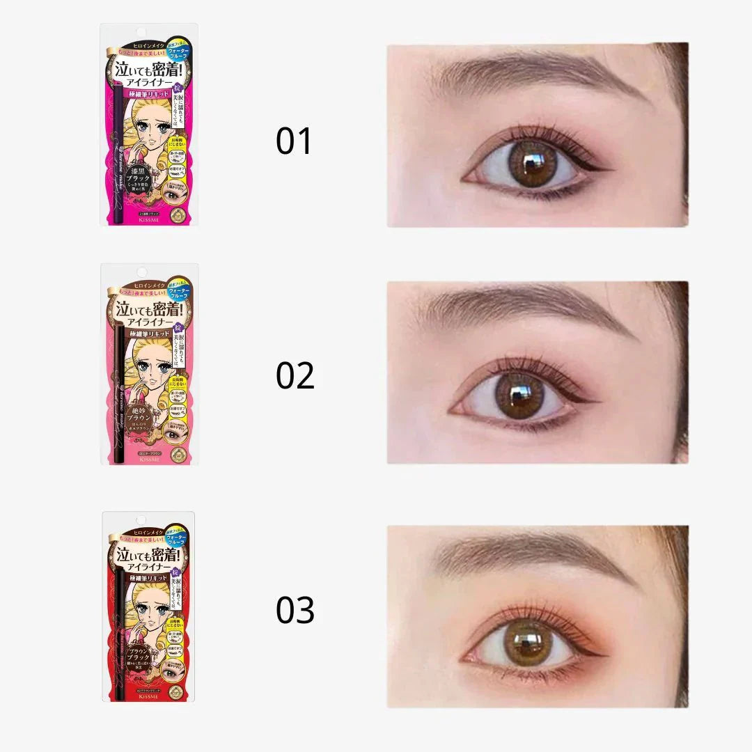 Kiss Me Heroine Make Smooth Waterproof Liquid Eyeliner, #02 Bitter Brown, 1 Ounce