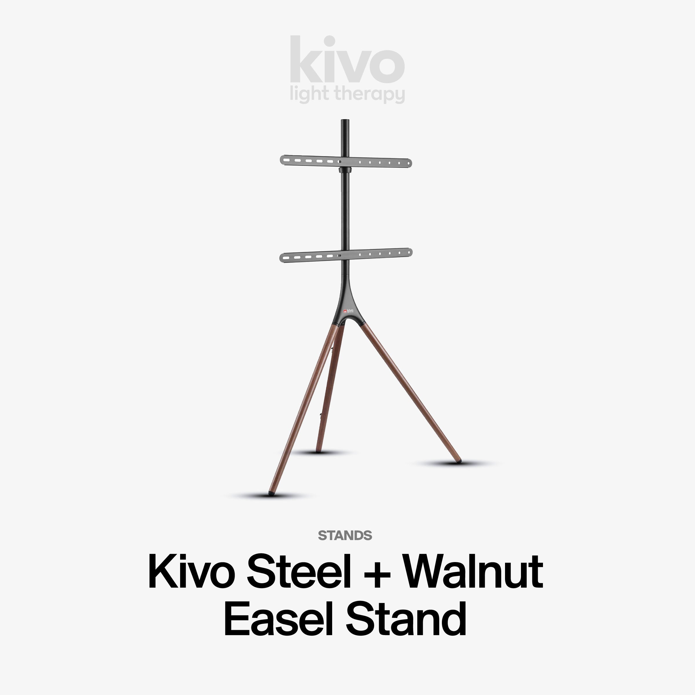 Kivo Easel: Walnut Wood + Steel Light Therapy Panel Stand