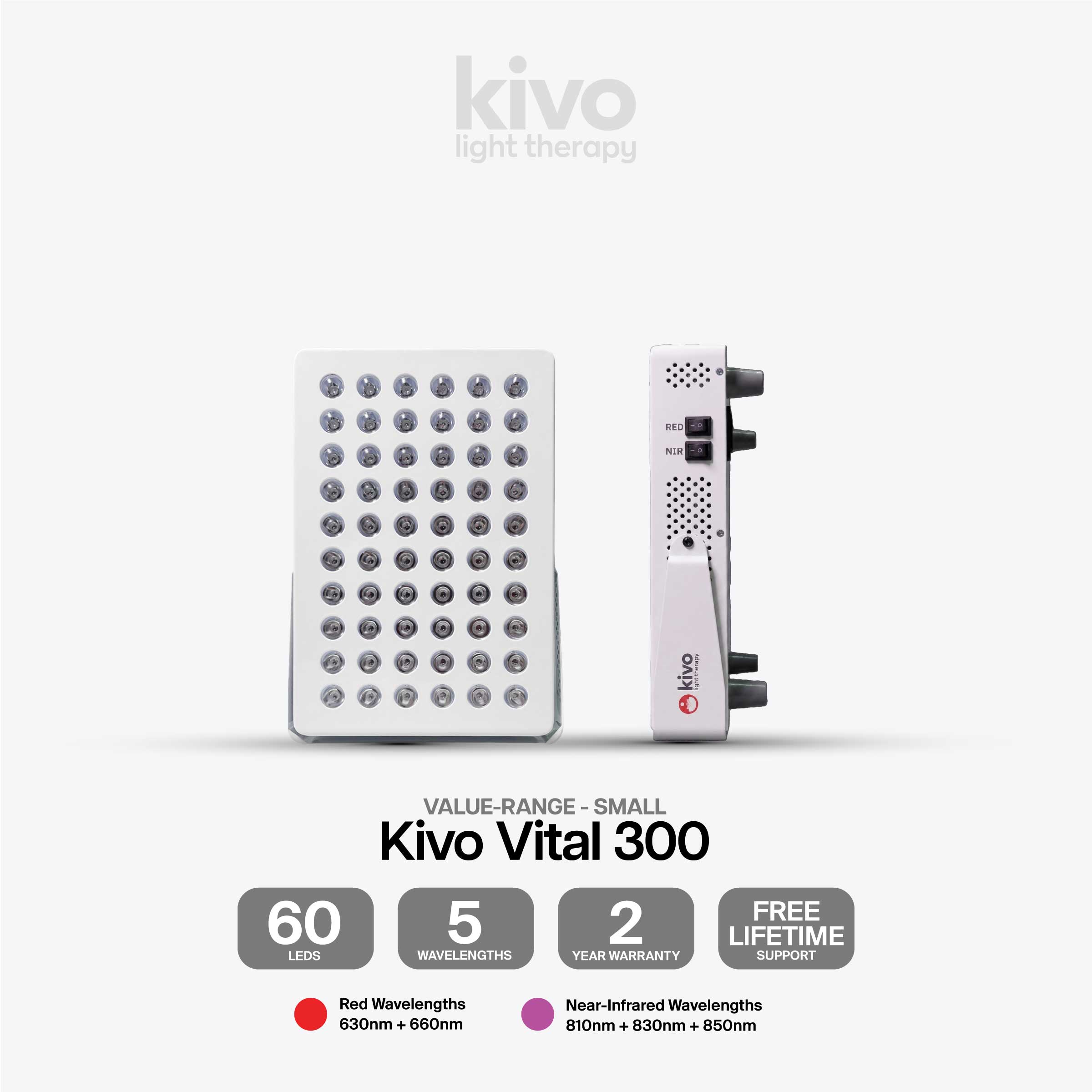 Kivo Vital 300: Portable Small Red Light Therapy Panel + Integrated Stand