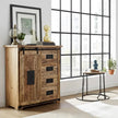 Meuble Commode Farmhouse en bois de manguier brut porte coulissante