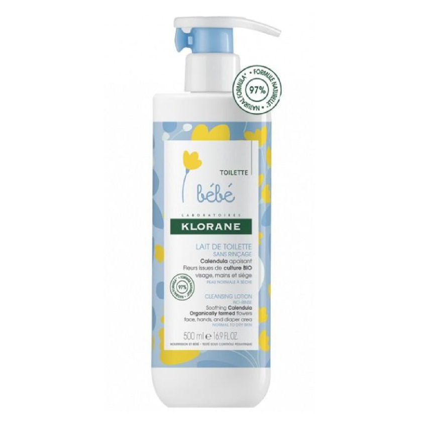 Klorane Bebe Cleansing Lotion No-Rinse - Soothing Calendula, 500  ML