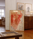 Koloman Moser - Postcard Sketch | Famous Vintage Exhibition Poster in Red (available handframed or unframed)