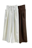 Korean Style Double Pleated Design Loose Casual Trousers Women