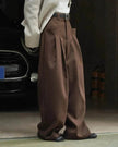 Korean Style Double Pleated Design Loose Casual Trousers Women