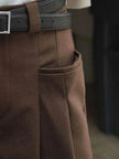 Korean Style Double Pleated Design Loose Casual Trousers Women